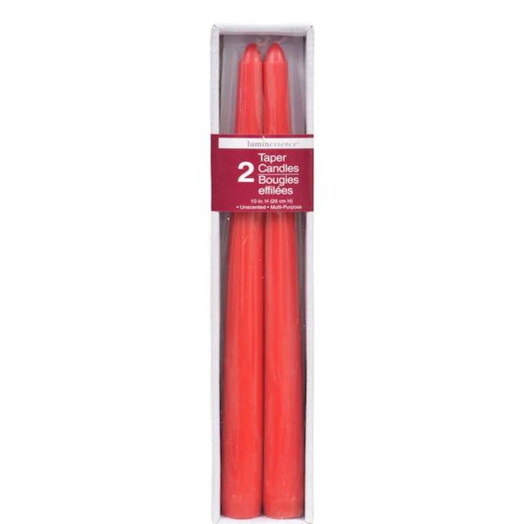 Unscented Red Taper Candles, 2-ct. Packs - Length: 10 Inches