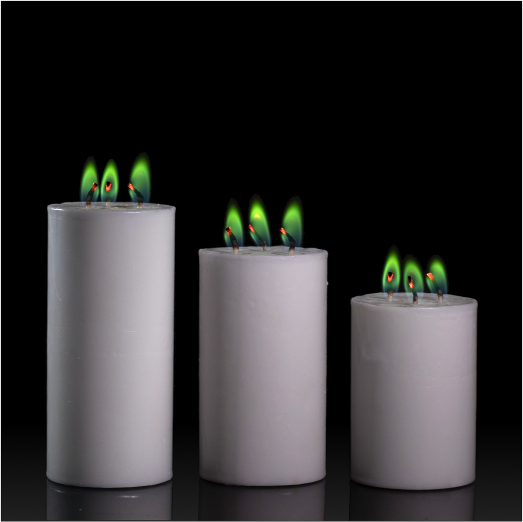 Set the mood candle with our unique colored flame candles, GREEN Flame, Colored Flame, Colored Flame Pillar candle, magic flames, magic candles, mood candle, meditation candle, romantic candle, luxury candle, premium candle, Pillar candles, Color candle